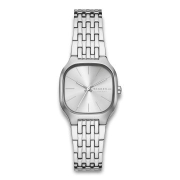 Skagen Mellem Lille firkantet dameur i stål med lænke