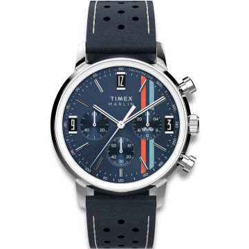 TIMEX Marlin Chronograph Stripe med blå læderrem