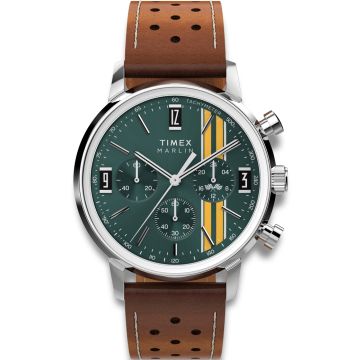 TIMEX Marlin Chronograph Stripe med brun læderrem