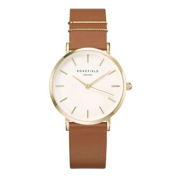 Rosefield The West Village dameur i guldfarvet med brun læderrem - Ø33