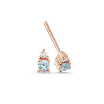 Nuran Petit øreringe i rosaguld med diamant og topas