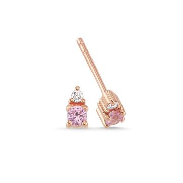 Nuran Petit øreringe i rosaguld med diamant og pink safir