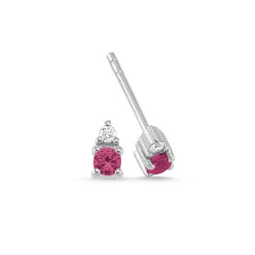 Nuran Petit øreringe i hvidguld med diamant og rubin
