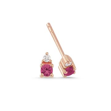 Nuran Petit øreringe i rosaguld med diamant og rubin