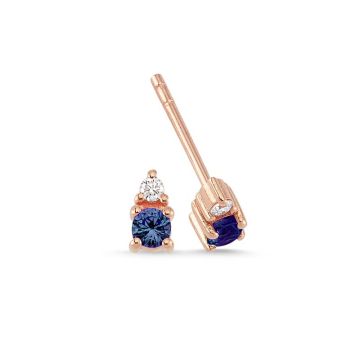 Nuran Petit øreringe i rosaguld med diamant og safir