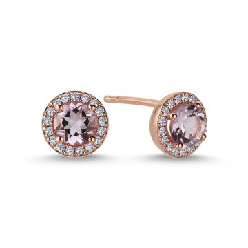 Nuran Grace vedhæng i rosaguld med diamant og pink ametyst - uden kæde