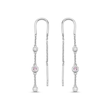 Nuran Zoe øreringe i hvidguld med diamanter og pink safir