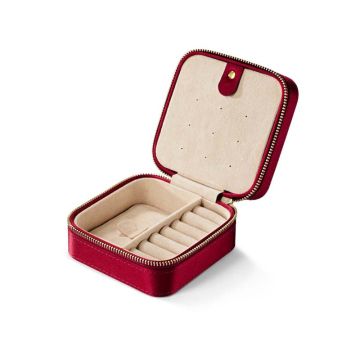 OLE LYNGGAARD COPENHAGEN rejse smykkeskrin, bordeux rød silke