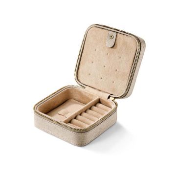 OLE LYNGGAARD COPENHAGEN rejse smykkeskrin, beige råsilke