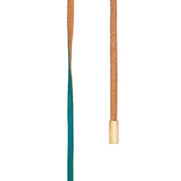OLE LYNGGAARD COPENHAGEN Stretch design snor gylden/turkis endestykker 18 karat rødguld  længde 130 cm