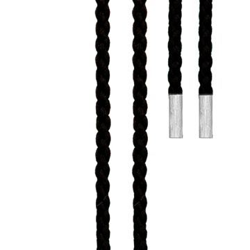 OLE LYNGGAARD COPENHAGEN Snoet Mokuba silkesnor sort endestykker 18 kt hvidguld, 130 cm