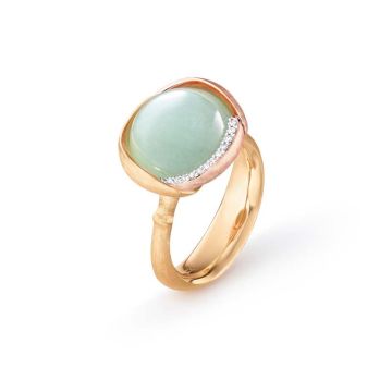 OLE LYNGGAARD COPENHAGEN Lotus 3, 18 kt. guld ring med akvamarin og brillanter