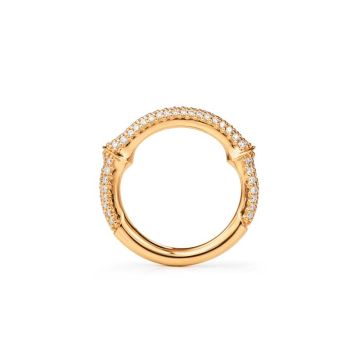 OLE LYNGGAARD COPENHAGEN Nature halv pavé ring i 18 kt. guld med brillanter