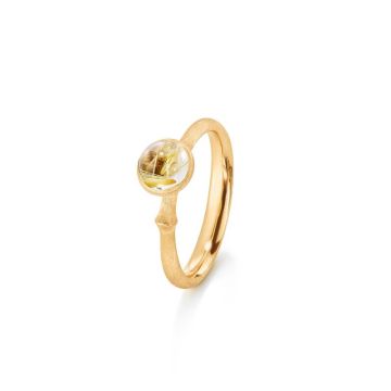 OLE LYNGGAARD COPENHAGEN Lotus 0 Tiny 18 kt. guld ring med rutilkvarts