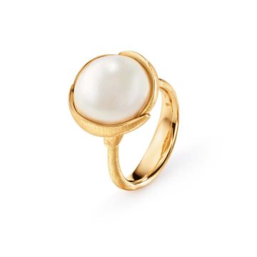 OLE LYNGGAARD COPENHAGEN Lotus stor 18 kt. guld ring med South Sea perle