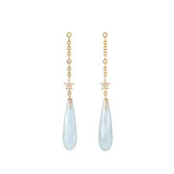 OLE LYNGGAARD COPENHAGEN Shooting Stars ørevedhæng 18 kt. guld med akvamarin og diamanter (par)