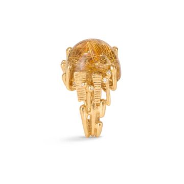 OLE LYNGGAARD COPENHAGEN BoHo 18 kt. guld ring med rutil og 8 brillanter