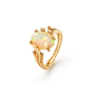 OLE LYNGGAARD COPENHAGEN BoHo 18 kt. guld ring med Opal og 3 brillanter