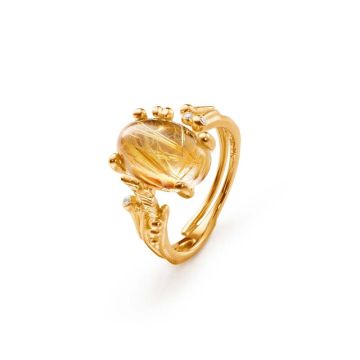 OLE LYNGGAARD COPENHAGEN BoHo 18 kt. guld ring med rutilquartz og brillanter
