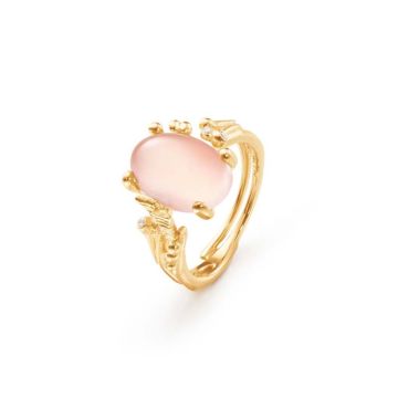 OLE LYNGGAARD COPENHAGEN BoHo ring i guld med rosa kvarts og brillanter