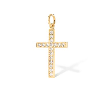 OLE LYNGGAARD COPENHAGEN 18 kt. guld kors vedhæng med 17 brillanter