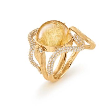 OLE LYNGGAARD COPENHAGEN Snakes ring i 18 kt guld med rutil og 220 brillanter