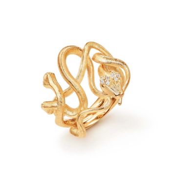 OLE LYNGGAARD COPENHAGEN Snakes Medusa ring i 18 kt. guld med 16 brillanter