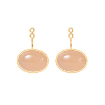 OLE LYNGGAARD COPENHAGEN Lotus 18 kt. guld ørevedhæng med blush månesten