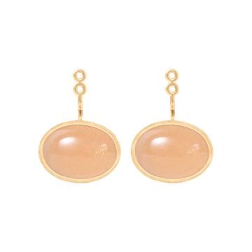 OLE LYNGGAARD COPENHAGEN Lotus 18 kt. guld ørevedhæng med blush månesten, stor