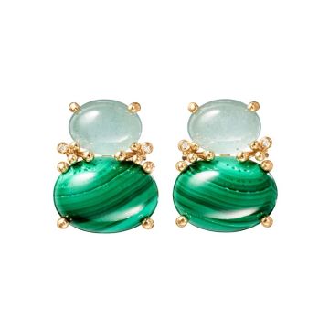 OLE LYNGGAARD COPENHAGEN BoHo ørestikker i guld med akvamarin, malakit og diamanter