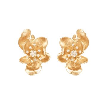 OLE LYNGGAARD COPENHAGEN Wild Rose øreringe i 18 kt rødguld med brillanter