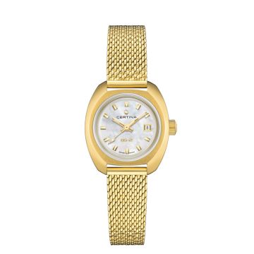 Certina DS 2 Powermatic 80 dameur i guldfarvet stål med guldfarvet meshlænke