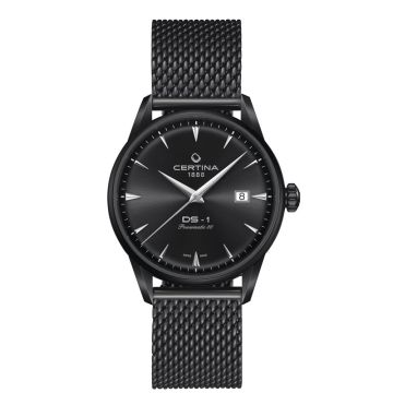 Certina DS-1 herreur i sort stål med sort urskive -Automatik