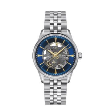Certina DS 1 Skeleton Powermatic 80 herreur i stål med stållænke