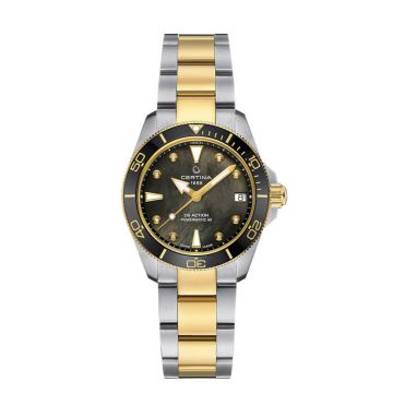 Certina DS Action Lady Powermatic 80 dameur i tofarvet stål med tofarvet lænke