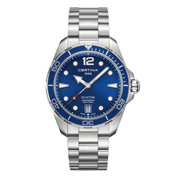 CERTINA DS Action herreur i stål med lænke, blå skive
