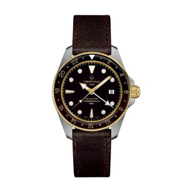 Certina DS Action GMT Powermatic 80 herreur i bicolour med læderrem