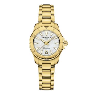 Certina DS Action dameur i guldfarvet stål med perlemor urskive