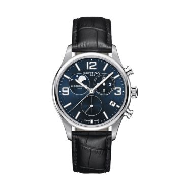 Certina DS 8 ur med månefase i stål med blå skive