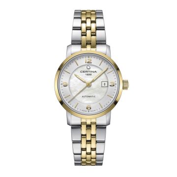 Certina DS Caimano Automatik dameur i guldfarvet stål med tofarvet stållænke
