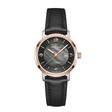 Certina DS Caimano Automatik dameur med sort perlemor