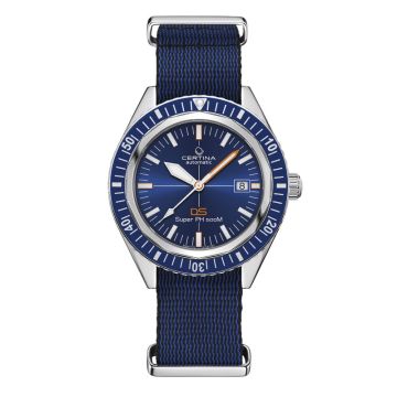 CERTINA DS SUPER PH500M Powermatic 80 armbåndsur med blå skive og nylonrem
