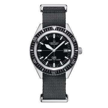 CERTINA DS SUPER PH500M Powermatic 80 armbåndsur med sort skive og nylonrem