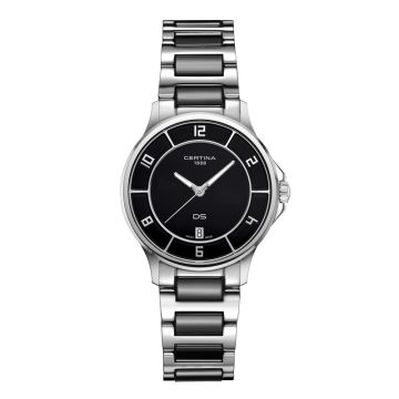 Certina DS-6 armbåndsur i stål og sort keramik