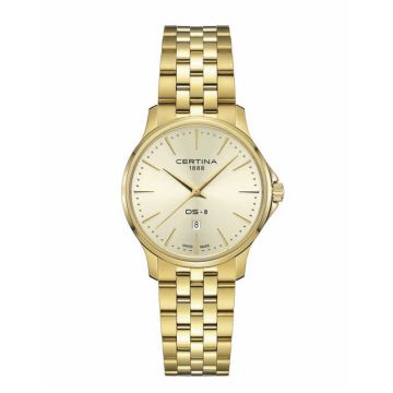 Certina DS 8 dameur i guldfarvet stål med guldfarvet skive