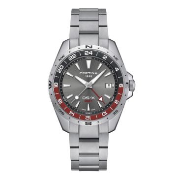Certina DS-X GMT herreur i stål med lænke med grå/rød skive - Ø41