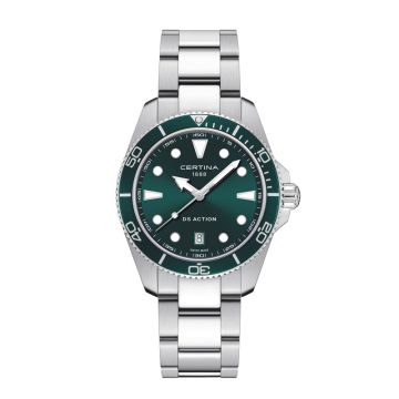 Certina DS Action herreur i stål med grøn skive Ø40