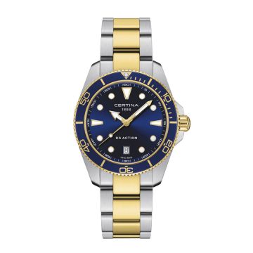 Certina DS Action herreur i tofarvet med blå skive Ø40