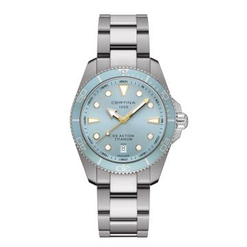 Certina DS Action herreur i titan med lyseblå skive Ø40