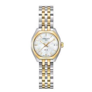 Certina DS-2 dameur i tofarvet med perlemorsskive og diamanter